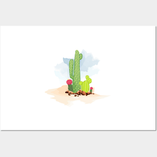 Cactus in the desert Posters and Art